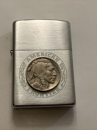 1995 Zippo Lighter American Frontier Indian Head Nickel 1936