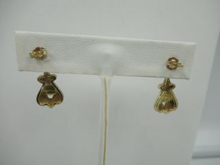 Pair Vintage Opal 14K Yellow Gold Florentine Drop Dangle Pierced Earrings 3.  9 GR 3