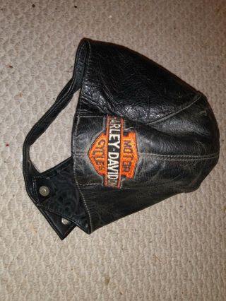 Vtg Large Amf Harley Leather Motorcycle Skull Cap Helmet Harley Davidson