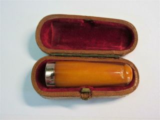 Antique Amber Cigar Holder With 9ct Gold Band - Chester 1920 - Cased