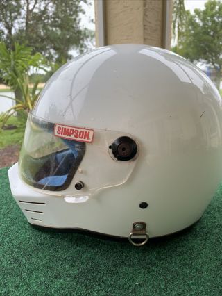 Vintage Simpson Bandit 7 5/8 Racing Helmet Bell Arai Shoei White Snell