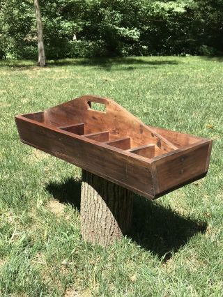 Vintage Wood Tool Caddy Tote Box Farmhouse Table Piece Decor Large
