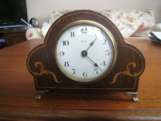 Vintage Clockwork Wooden Mantle Clock 8 Day Movement ; 185mm X 130 : French Made