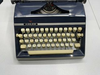 Vintage 1970s Adler J5 In Navy Blue West Germany Portable Typewriter with Case 2