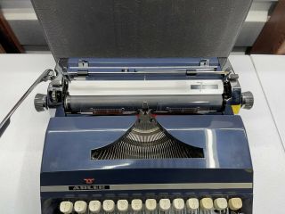 Vintage 1970s Adler J5 In Navy Blue West Germany Portable Typewriter with Case 3