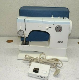 Elna Su 62c Sewing Machine W/ Case & Foot Pedal Made In Switzerland Vintage