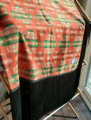 Vtg Pendleton Beaver State Wool Blanket Throw Shawl W/ Fringe Southwest 60x60 "