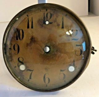 Antique/vintage Gilbert Clock Brass Bezel,  Dial & Convex Glass - Made In Usa
