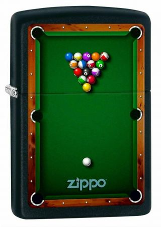 Zippo Lighter: Pool Table - Black Matte Ds