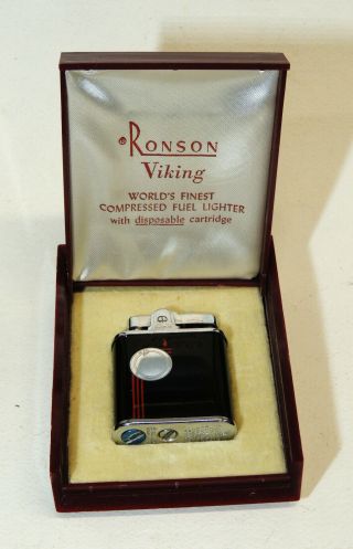 Ronson Viking Vintage Art Deco Cigarette Lighter In Rare Box Case