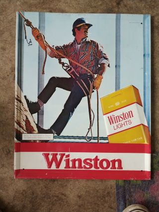 Vintage Winston Cigarrette Advertising Metal Tobacco Sign 1990s