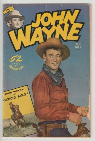 John Wayne Adventure Comics 5 (1950) Vg Toby Press Golden Age Photo Cover