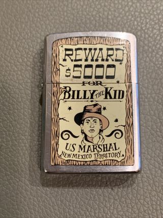 Vintage Billy The Kid Wanted Poster Zippo - $5000 Reward - Mexico Territory