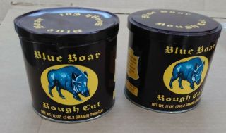 Blue Boar Rough Cut Pipe Tobacco Tin 12 Oz Twist Lid Vgc Strong Colors