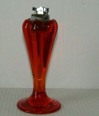 Vintage Art Deco Orange Glass Table Lighter
