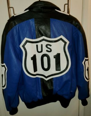 Michael Hoban Us 101 L Jacket Highway Vintage Large Blue Black White North Beach