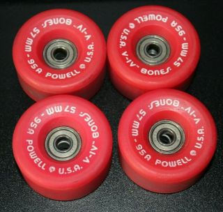 Vintage Powell Peralta Bones 95a 57mm V - Iv Red Skateboard 4 Set Wheels