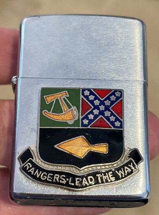 Zippo 1968 Vietnam Lighter " Rangers Lead The Way " Rare Vintage Enamel