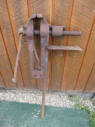 Vintage Blacksmith 40 " Long Weighs 50 Pounds Post Leg Stump Vise With 3,  " Jaws