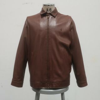Vintage Polo Ralph Lauren Lambskin Leather Jacket Coat Size M Brown