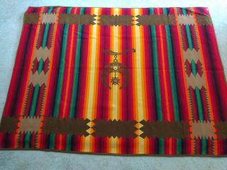 Vintage Pendleton Wool Blanket Southwestern Aztec Print Rainbow Throw Usa 60x 78