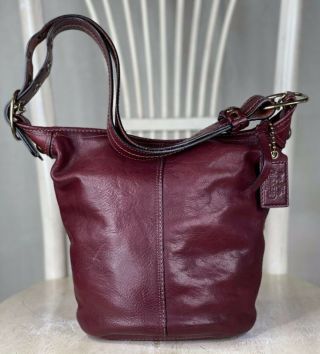 Coach Bleecker Bucket Shoulder Bag Convertible Duffel Sac Red Wine Leather 11422