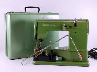 Elna Supermatic Vintage Sewing Machine With Metal Carry Case Type 722010