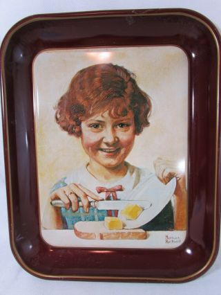 1975 Norman Rockwell The Butter Girl First Limited Edition Collector ' s Tray Vtg 2