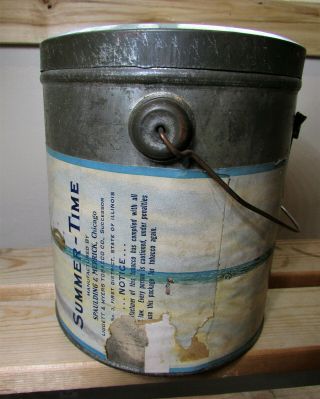 Vintage Good Old Summer - Time Long Cut Tobacco Tin Lunch Pail Lid Tax Stamp 2