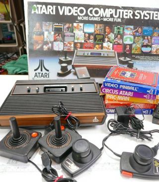 Vintage Atari Video Computer System Cx - 2600 Atari 2600 W 5 Games With Oem Box