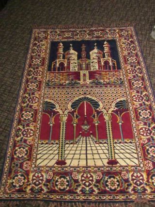 Vintage Muslim Mosque Rug Tapestry Prayer Wall Decor Fringe 52 " X 73 "