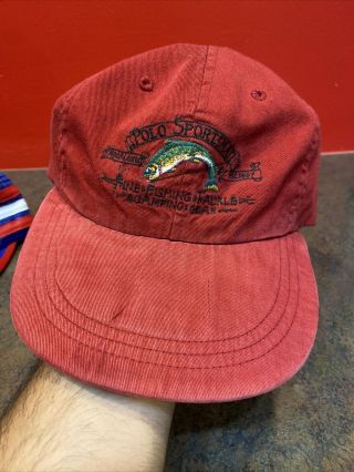 Vintage Polo Sportsman Ralph Lauren Fishing & Tackle Long Bill Fitted Hat L Usa