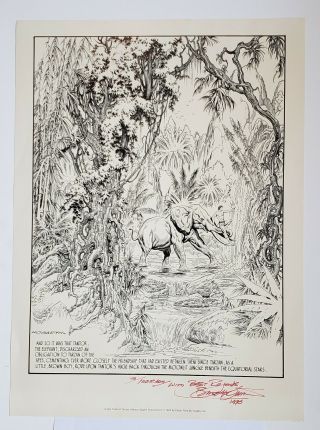 1976 Burne Hogarth Signed Print Jungle Tales Of Tarzan & Envelope