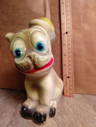 Vintage Carnival Prize Chalkware Bulldog " Bonzo " Atq