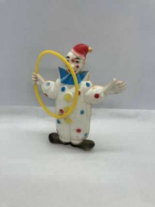 Vintage Creepy Clown Figurine Cake Topper Plastic 5.  5” Tall Made In Hong Kong