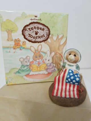 1993 Hallmark Tender Touches Stitching The Stars And Stripes Mouse American Flag