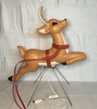 Vintage Grand Venture Reindeer 1 Blow Mold Lighted Christmas Metal Stand Antler