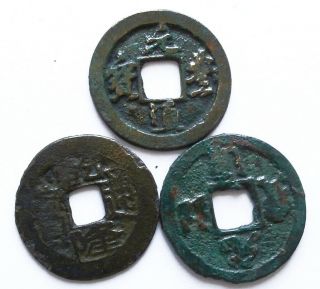 3 Ancient Chinese Song Dynasty Bronze Coins 960ad - 1127ad (lucky Money)