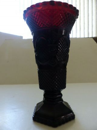 Vintage Avon Ruby Red 1876 Cape Cod Glass Large Footed Vase 5 "