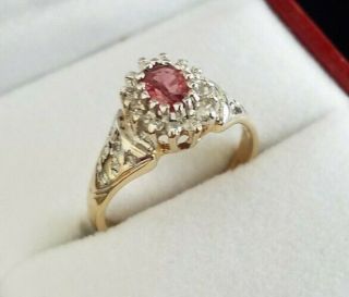 Fine Vintage 9ct Gold Ruby And Diamond Ring Hallmarked Size L