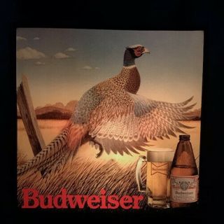 Rare Vintage Budweiser Beer Lighted Sign Pheasant 1980s