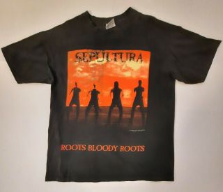 Sepultura Roots Bloody Roots 1996 Blue Grape Vintage T Shirt Size Xl Rare