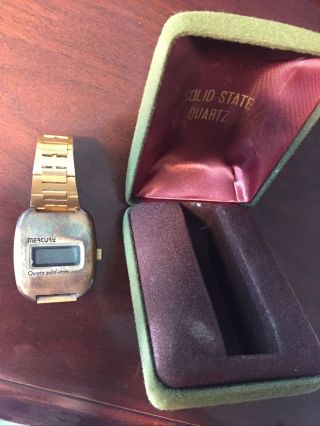 Vintage 70s Mercury Quartz Solid State Digital Watch Gold Usa Made Rare