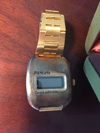 Vintage 70s Mercury Quartz Solid State Digital Watch Gold USA Made RARE 2