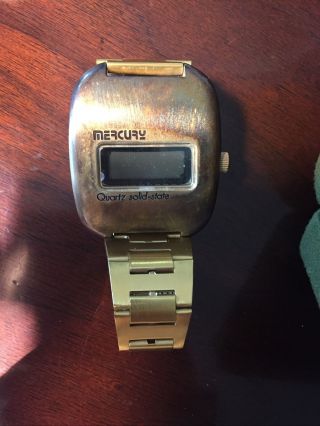 Vintage 70s Mercury Quartz Solid State Digital Watch Gold USA Made RARE 3