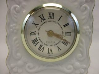Vintage Lenox Porcelain China Mantel Clock Off White Gold Tone Quartz For Repair 2