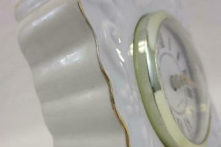 Vintage Lenox Porcelain China Mantel Clock Off White Gold Tone Quartz For Repair 3