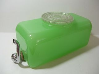 Vintage Green Jadite Depression Glass Refrigerator Water Dispenser Crystal Top