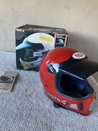 Vintage Bell Moto 4 Red Motorcycle Helmet 7 1/4
