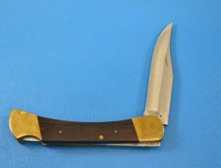 Vintage Buck 110 USA 1967 - 1972 Inverted Two Line Pocket Folding Knife,  Sheath 3
